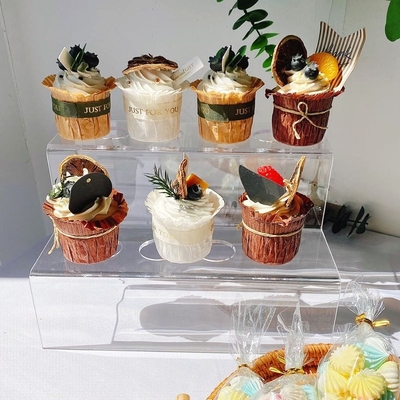 3 van de het Dessertvertoning van de rijendouane Uitstekende Duidelijke Acryl de Drankentribune van Cupcake