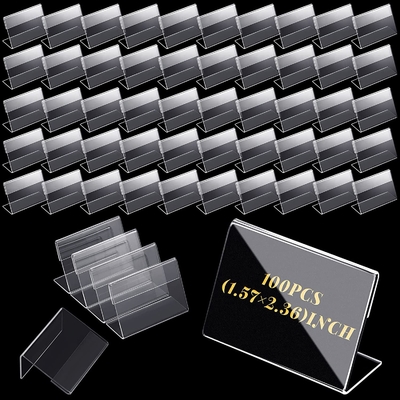 100pcs Rek van de de Schuine stand L-vormige Kaart van Mini Transparent Acrylic Logo Display het Horizontale