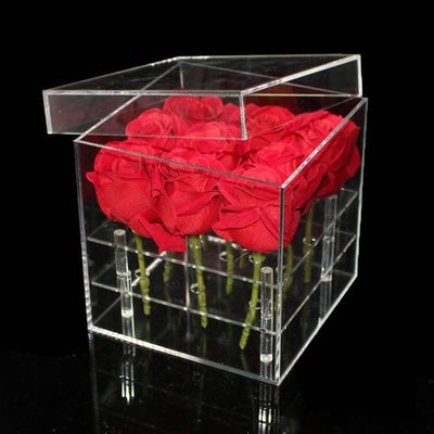 9 Doos van de gaten regelt de Acrylbloem met Deksel, Bewaarde Rose Acrylic Box