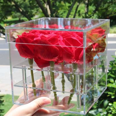 9 Doos van de gaten regelt de Acrylbloem met Deksel, Bewaarde Rose Acrylic Box