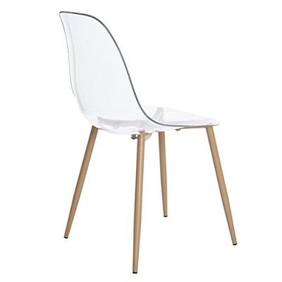 OEM ODM Duidelijke Acrylspookstoel, Eames Style Plastic Chair With-Metaalbenen