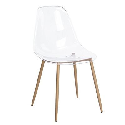 OEM ODM Duidelijke Acrylspookstoel, Eames Style Plastic Chair With-Metaalbenen